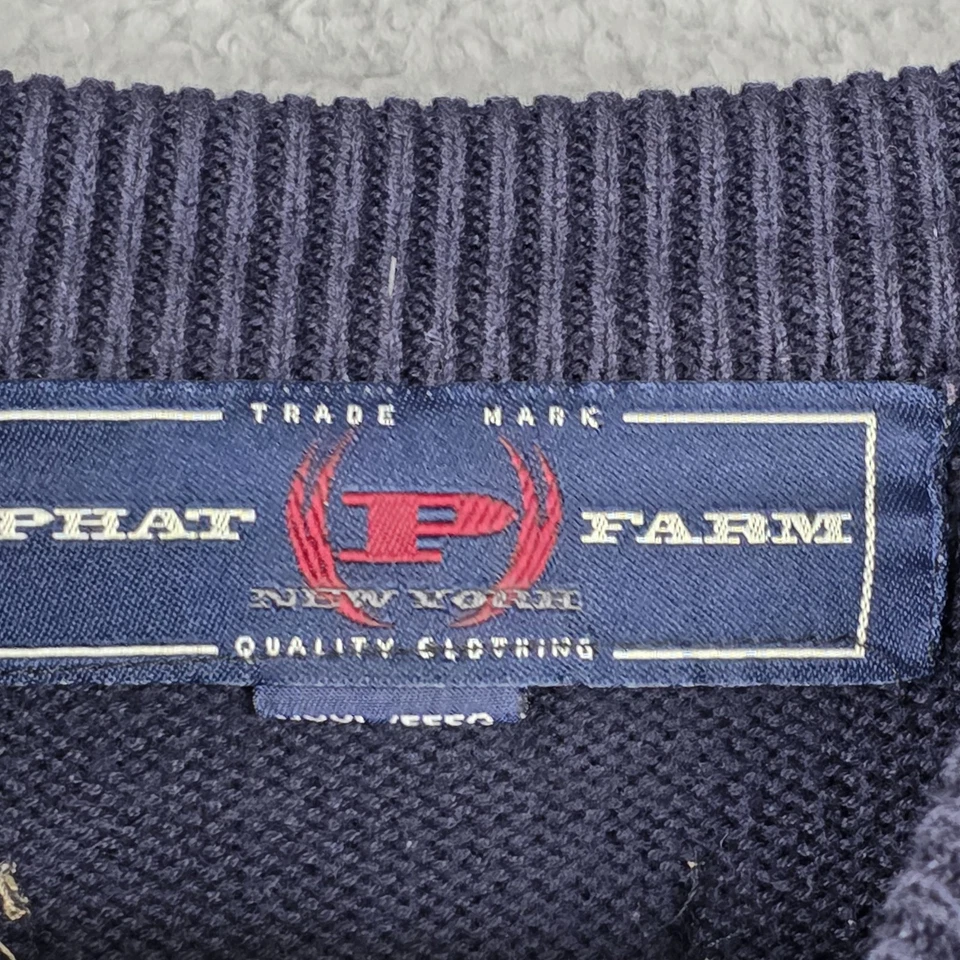 Suéter De Colección Phat Farm Para Hombres 3XL Azul Marino Rojo Blanco Alas P Bandera Logo Hip Hop Foto 4 de 4
