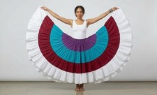 Women s Cotton 25 Yard 4 Tier Multi Color Gypsy Belly Dance Ruffle Skirt