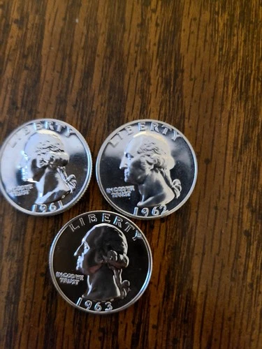 1961–1963 Washington Quarter Proof-Style Rounds Lot of 3 Quarter Dollar Design