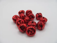 PRE-OWNED LOT OF 13 RED METAL JINGLE BELLS (EACH APPROX. 3/4" IN DIAMETER)