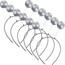 6 Pack Silver Martian Antenna Alien Headbands Costume Party Boppers Halloween