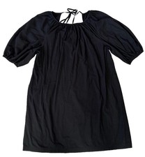 Banana Republic Black Cotton Puff Sleeve A Line Dress Small Womens