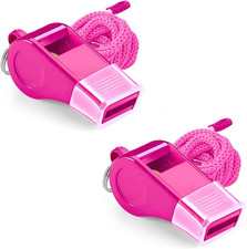 Silbato para Entrenadores - Silbatos de Plástico Rosa, con Cordón y Boquilla - Fuerte