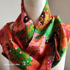 Vintage Floral Scarf  70s  80s Boho Chic  Abstract Garden Print