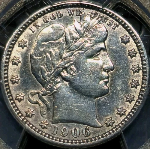 Miss Liberty 25 Cents 1906 Barber Quarter Federal Republic United States XF PCGS