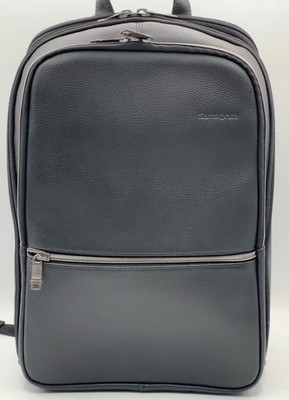 Samsonite Business Slim Backpack Black Classic Leather 14.1  Laptop Sleeve NWT