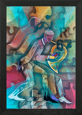Basshorn Musiker Gerahmtes Wandbild Poster Leinwanddruck Bild