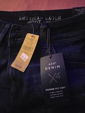 American Eagle Jeans Size 10 Womens Blue Stretch Distressed Powerfit360 Jeans