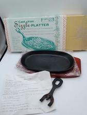 Vintage Lakeland Cast Iron Sizzle 24cmL Platter 28.5cmL in Original Box (for 1)