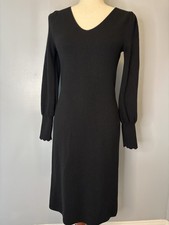 Talbots Black 100% Merino Wool Long Sleeve Sweater Dress Size Small