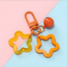 Hollow Star Orange Charm Pendant Bell Acrylic Beads Keychain Bag Baby Shower