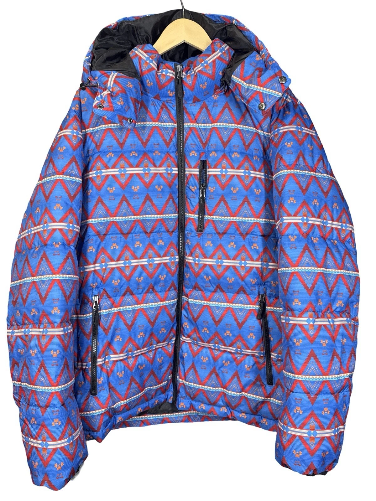 Club Room Puffer Jacket Aztec High Loft Insulation Water Resistant Coat - LARGE