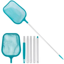 5ft Swimming Pool Leaf Skimmer Net, Aluminum Pole 5 Sections, Fine Mesh Netting