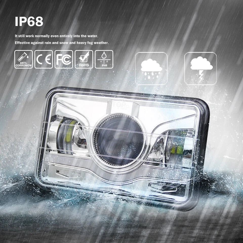 4pcs 4x6 inch DOT LED Headlights Hi/Lo Beam DRL Fit Peterbilt 379 2005 2006 2007 Foto 4 de 4