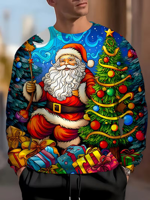 Classic Santa Christmas Tree Gifts Ugly Sweater Unisex Holiday Novelty Jumper