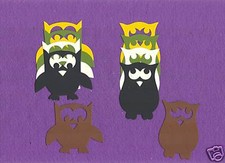OWLS die cuts scrapbook cards