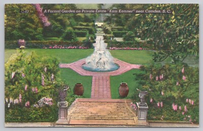 Postcard A Formal Garden on Private Estate Kam Kamner near Camden South Carolina