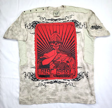 Vtg Y2k BLAC LABEL Affliction Shirt Beige Embroidered THICK AS THIEVES Men's 2X