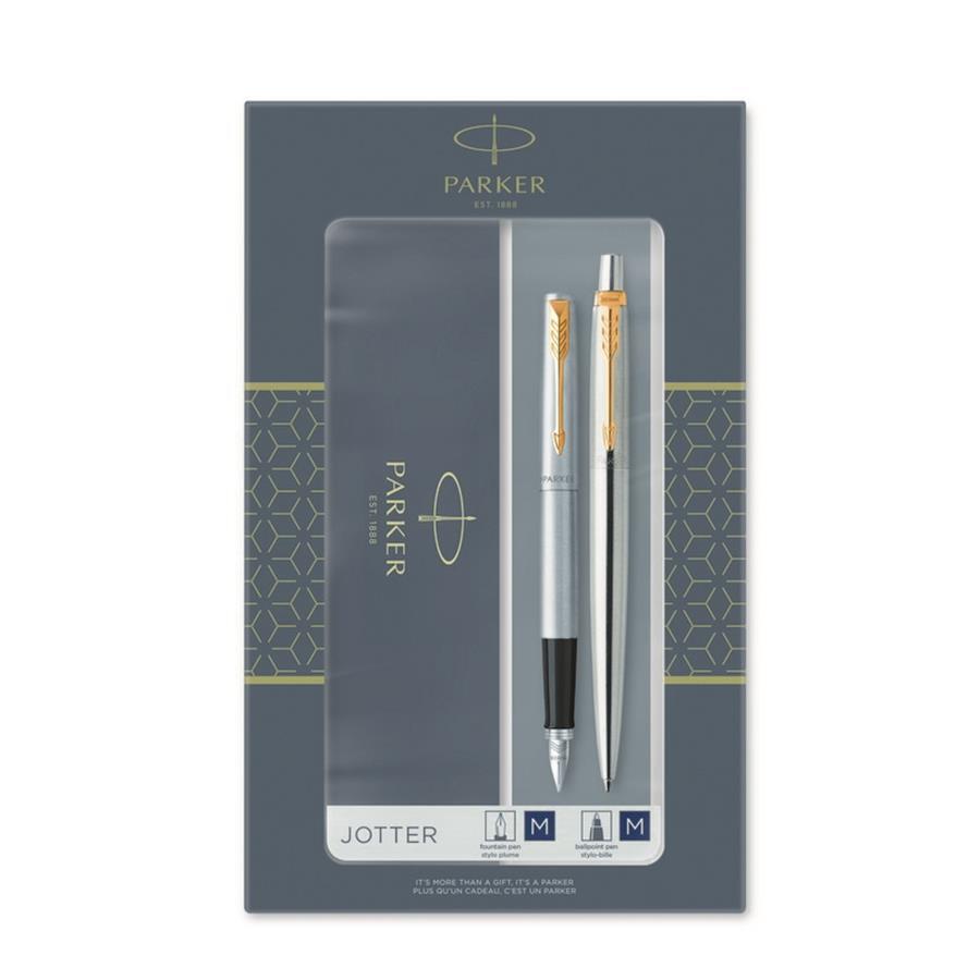 3026980932572 Zestaw długopis pióro wieczne Jotter stal GT