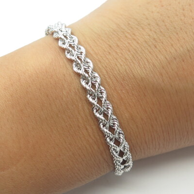 925 Sterling Silver Peru Twisted Rope Link Bracelet 6.75