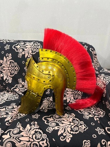 Casco romano medieval casco de diseñador con pluma roja disfraz de Halloween regalo - Imagen 5 de 7