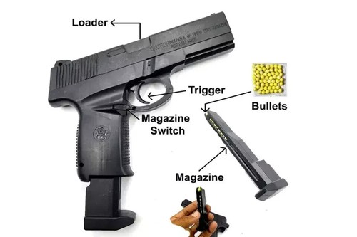Kids Toy Gun – 6mm BB Pellet Pistol with 8 Round Reload – Black Color - Picture 4 of 5