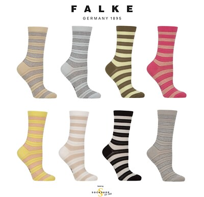Cotton Socks Womens FALKE Striped Bright Colourful Stripey 2.5-5 / 5.5-8- 1 Pair