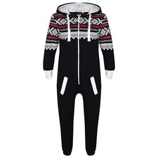 Tuta Intera Azteca Con Fiocchi Di Neve Nera Per Bambini 7-13 Anni