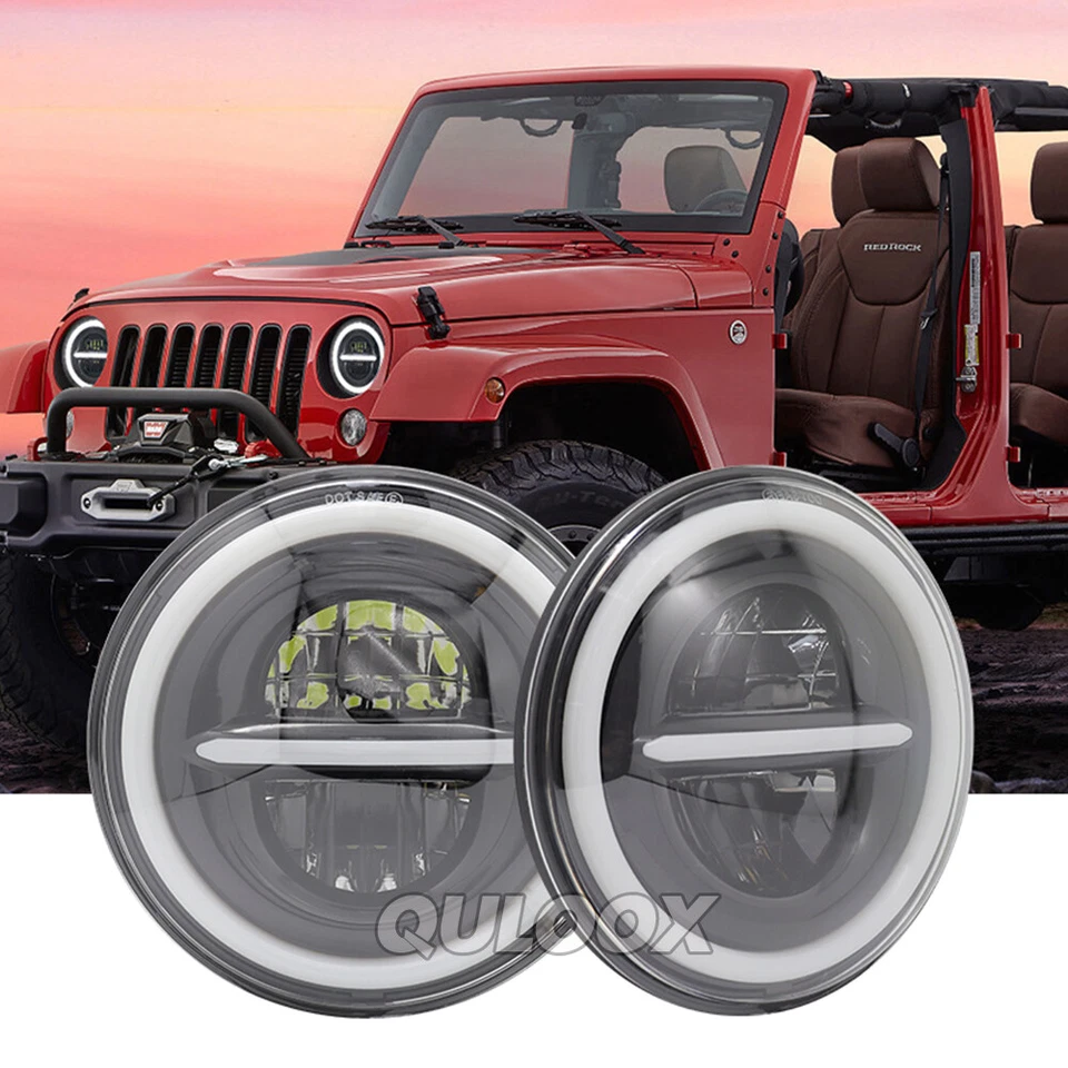 For Dodge D100 D150 D200 D300 7Inch Round LED Headlight Hi-Lo Beam cool white - Image 3 of 4