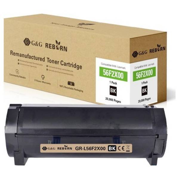 G&G 21314  Toner sostituisce Lexmark 56F2U00 Compatibile Nero 20000 pagine Rebor