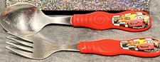 Disney Cars Lightning McQueen Stainless Steel Food Utensils Red Spoon Fork Zak