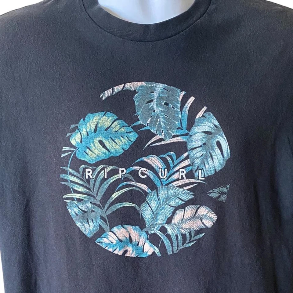RIP CURL Surf Hawaiian Floral Logo Tee Shirt Men XL - Image 2 of 4