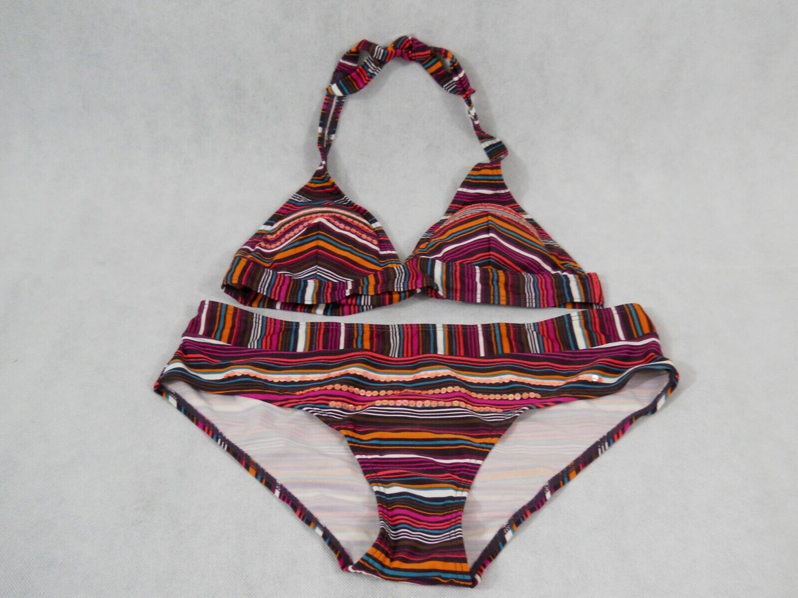 Afhankelijkheid Twinkelen Waden Hema Women's Two Piece Halter Top Bikini Swimwear Sequined Multicolored Sz:  S | eBay