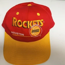 RARE Men One Size Snapback Twins Houston Rockets NBA Hat Red Yellow_Vintage