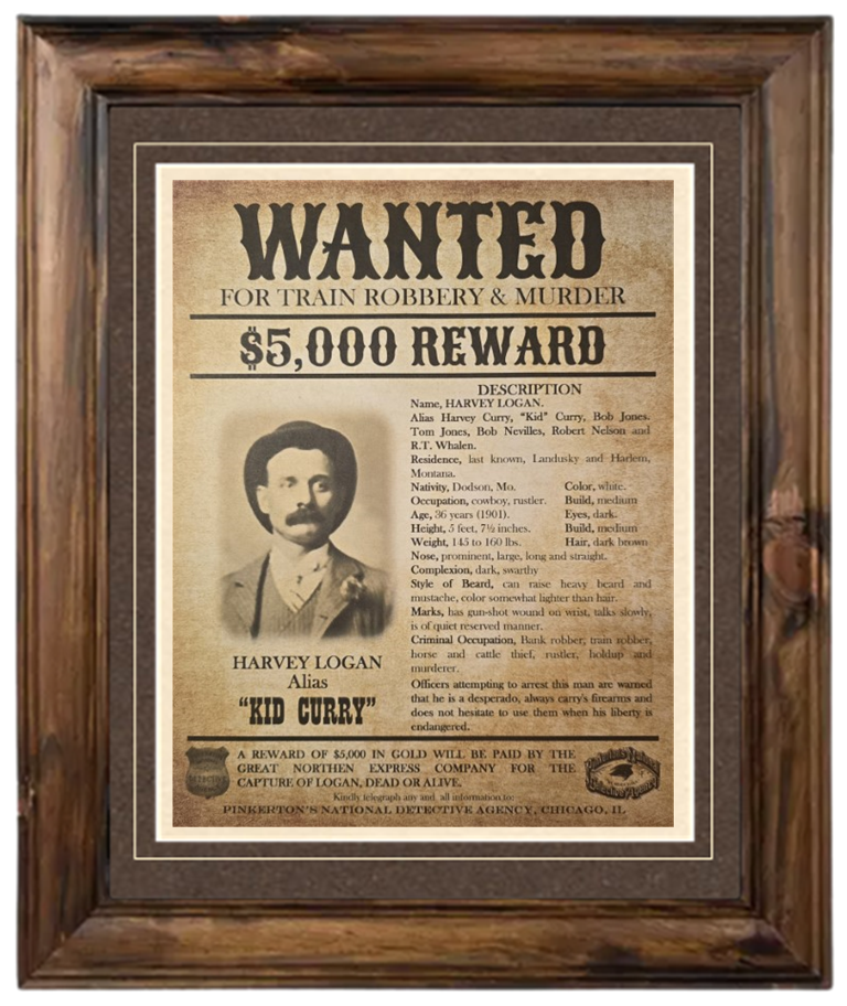 Wanted Poster: Harvey Logan Kid Curry Wild Bunch Custom Matted