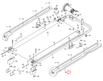 Proform 400 ZLT ZT XT C8 C80 Treadmill Right Deck Rail