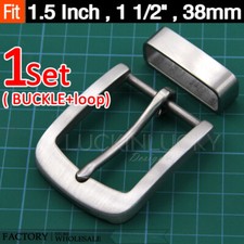 Stainless Steel Belt Buckle Loop Set Men's/Women Pin Belt Buckle for 1.5"/38mm