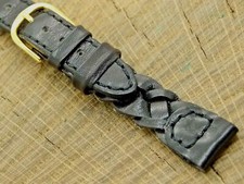 Vintage Hadley Roma Braided Leather Gold Tone Buckle 14mm NOS Unused Watch Band