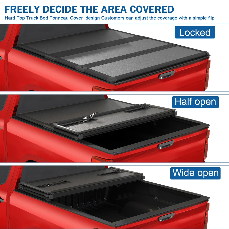 JDMSPEED HARD TRI-FOLD TONNEAU COVER FOR 14-25 SILVERADO/SIERRA 6.5FT SHORT BED - Image 3 of 4