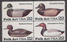 Scott # 2138-2141 - US Block Of 4 - Duck Decoys - MNH - 1985