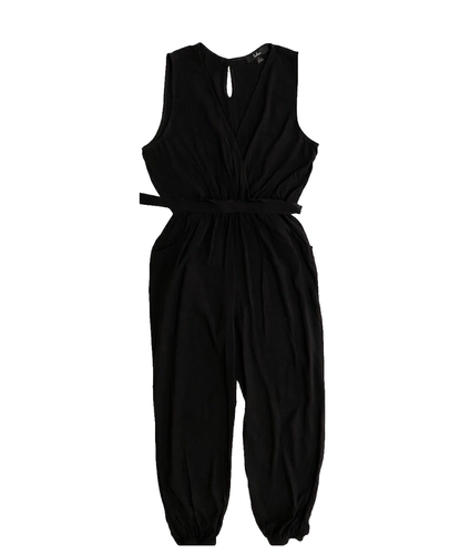 Lulus Take on The Day tuta nera senza maniche jogger crop cintura fiocco donna taglia S - Foto 21 di 21