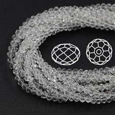 600 Pcs Clear 2X3mm Faceted Rondelle Bead Crystal Glass Loose Spacer Beads