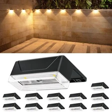 Ellasay Solar Fence Lights Outdoor: 12 Pack 10 Lighting Modes with RGB Solar ...