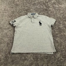 Polo Ralph Lauren Polo Shirt Men XL Gray Custom Slim Fit Big Pony Short Sleeve