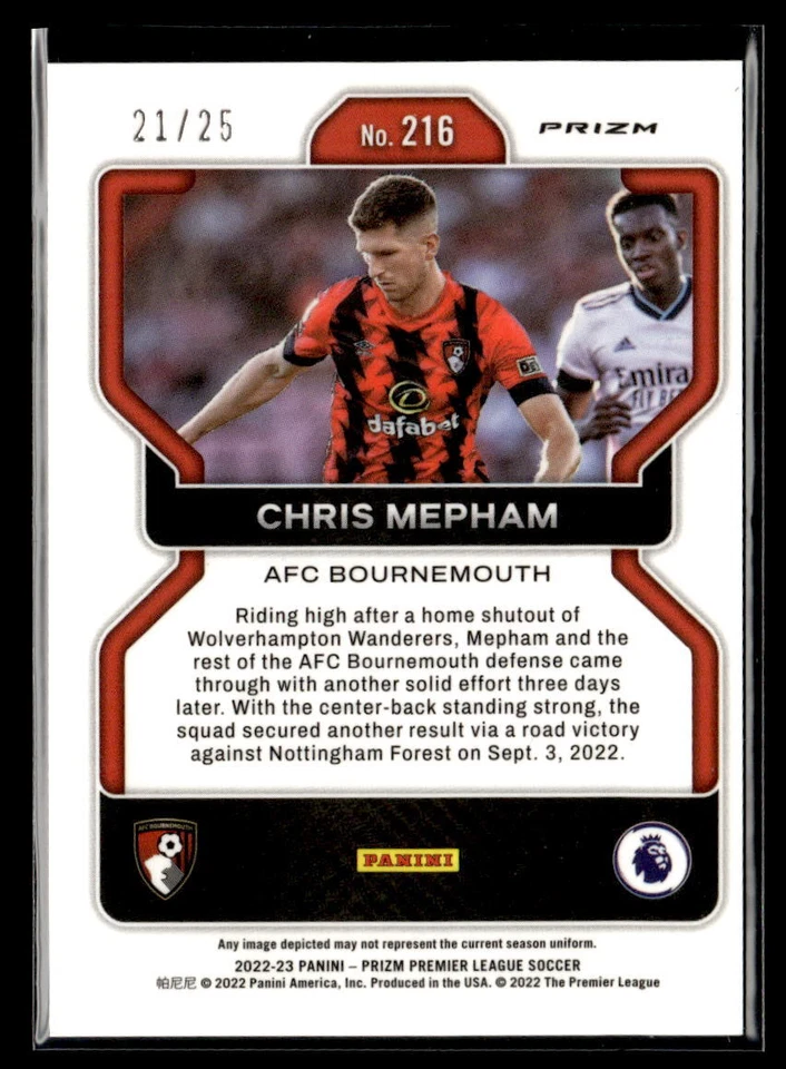 2022 Panini Prizm #216 Chris Mepham /25 Near Mint - Image 2 of 2