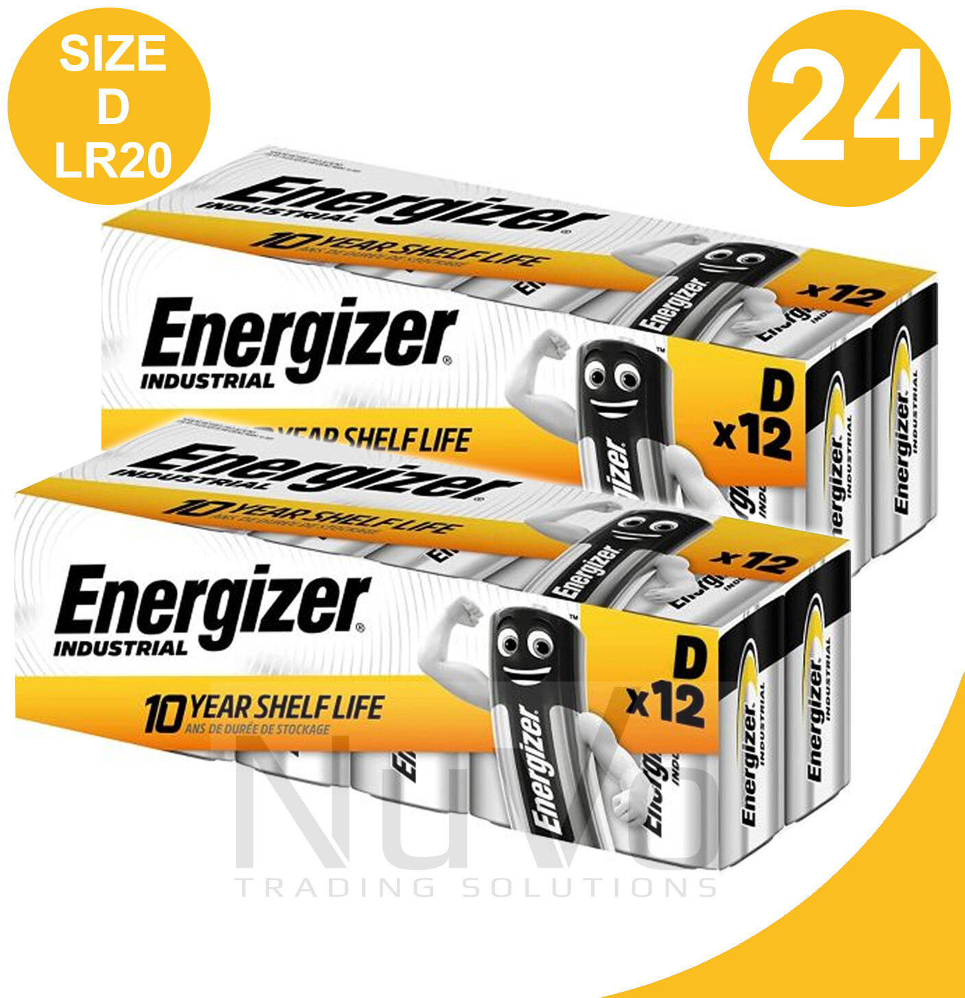 ENERGIZER D SIZE 1.5V INDUSTRIAL HIGH POWER ALKALINE BATTERY LR20 LONG EXPIRY