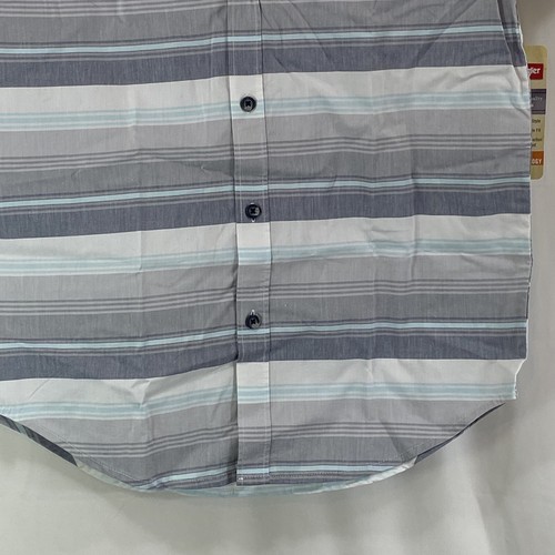 Wrangler Boys Short Sleeve Button-up Shirt XXL Size 18 Gray White Blue Striped - Picture 7 of 13