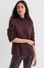 NWT Ann Taylor LOFT Modern Mock Neck Sweater Brown Minimalist Women's Large