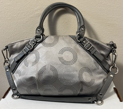 Vintage Coach Madison Dotted Op Art Two Handle Canvas Handbag Y2K