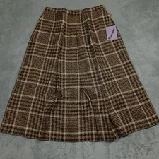 Vintage John Meyer Skirt Womens 16 Brown Plaid Wool Lined USA NWT